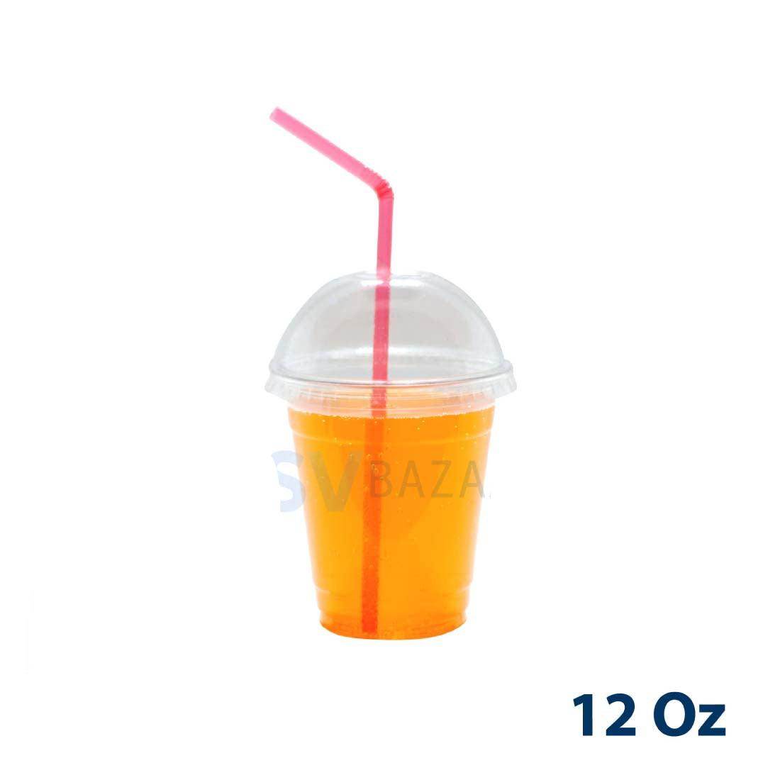 Clear Plastic Cup with Doom Lid - 12 Oz Pack of 50 - SV Bazaar