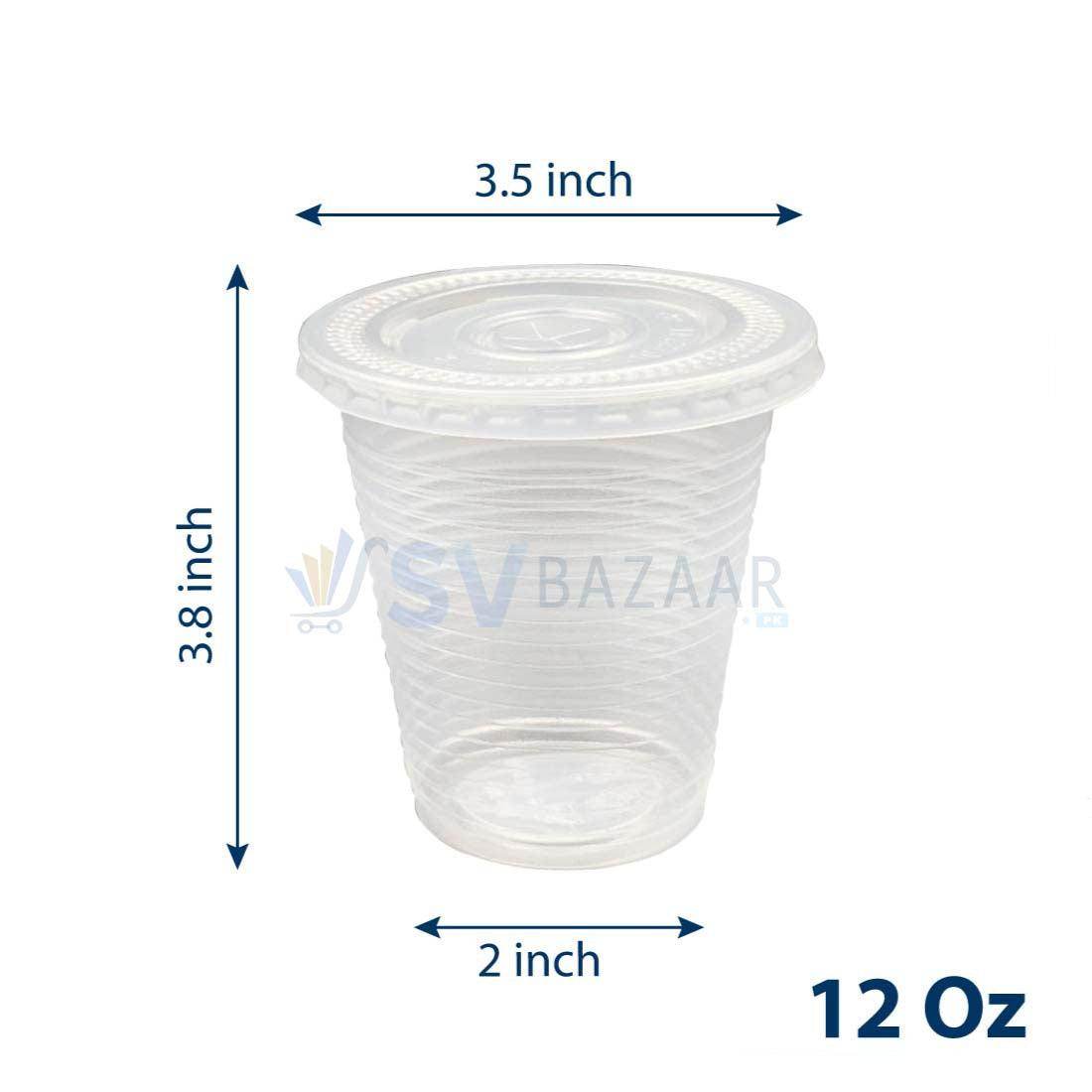 Juice Glass with Flat Lid-12 oz - Pack of 50 - SV Bazaar