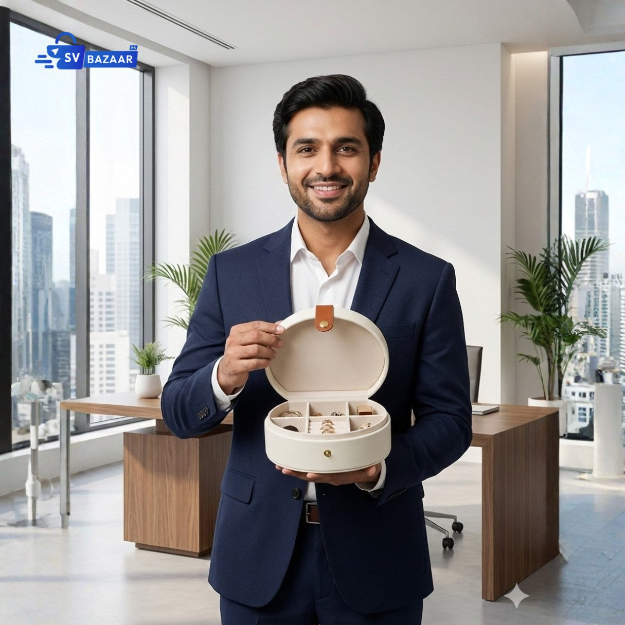 WHITE SEMICIRCULAR ORGANIZER GIFT BOX