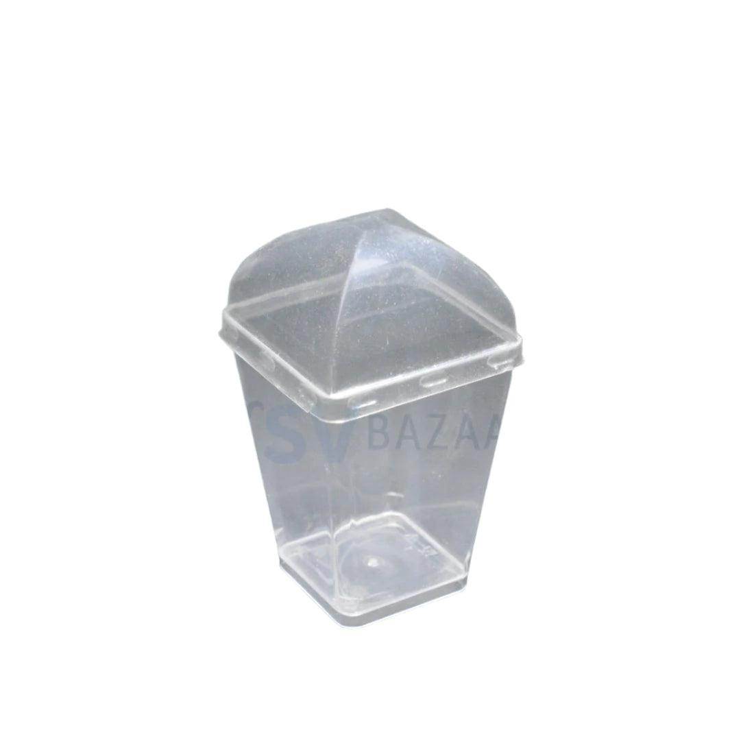 150 ML Square Plastic Dessert Cup With Lid - Pack of 50 - SV Bazaar