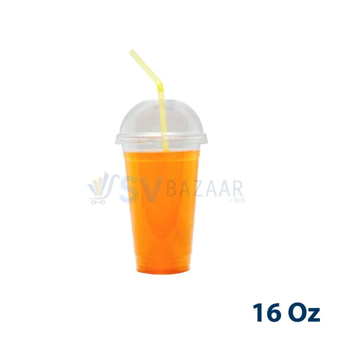 Clear Plastic Cup with Doom Lid - 16 Oz Pack of 50 - SV Bazaar