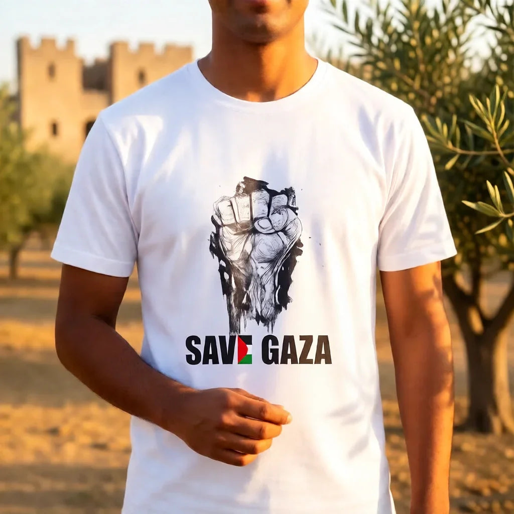 Save Gaza Resistance Fist T-Shirt - Unisex Printed T-Shirt for Solidarity Fashion