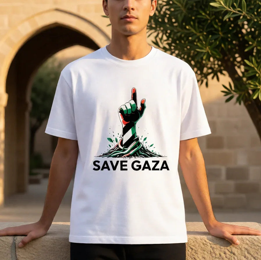 Save Gaza Resistance Fist T-Shirt - Unisex Printed T-Shirt for Solidarity Fashion