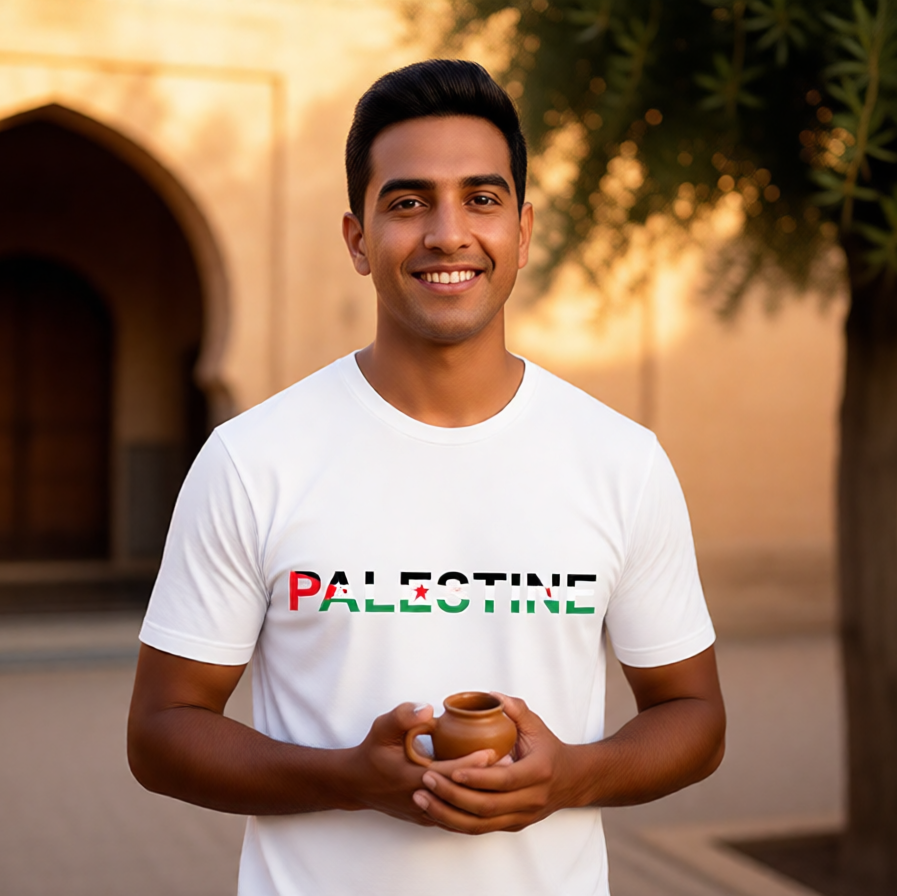 Palestine Flag Typography T-Shirt
