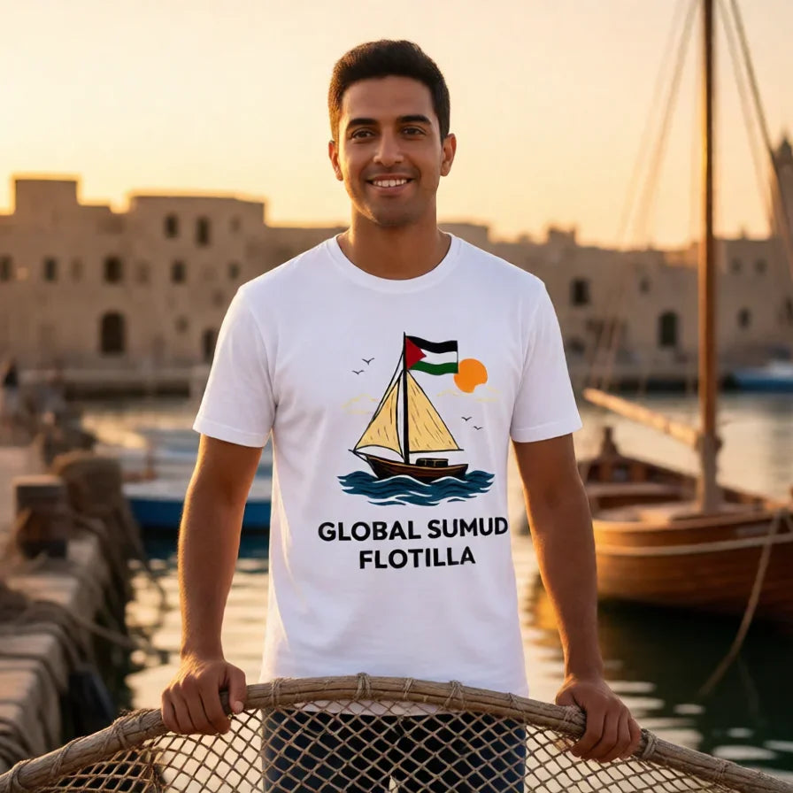 Global Sumud Flotilla T-Shirt - Unisex Printed T-Shirt in Premium Cotton Fabric