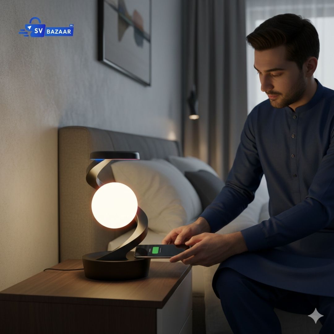 Rechargeable RGB Spiral Moon Lamp with Wireless Phone Charging