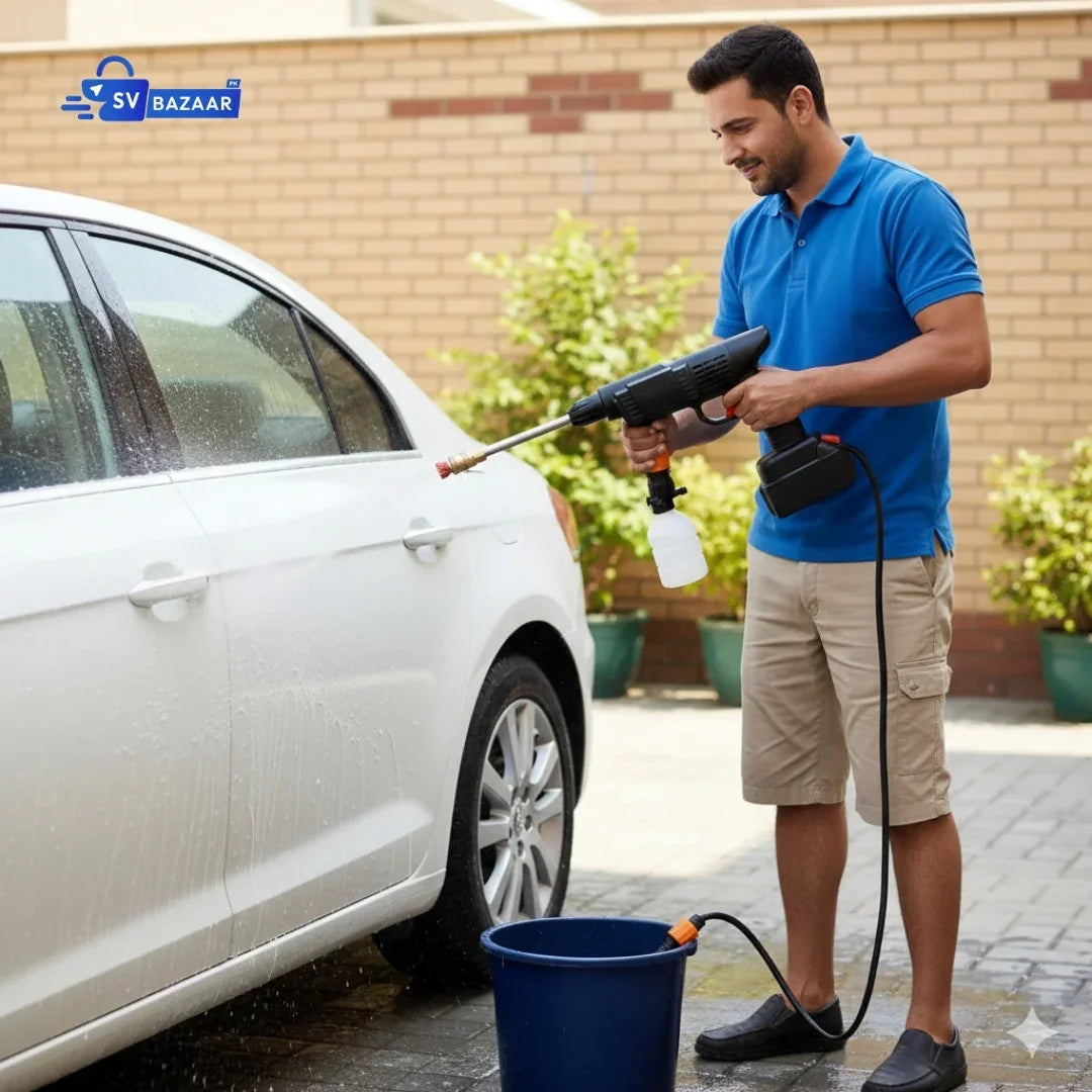 Cordless Pressure Washer Gun High Pressure Car Wash Cleaning Tool with Adjustable Nozzles