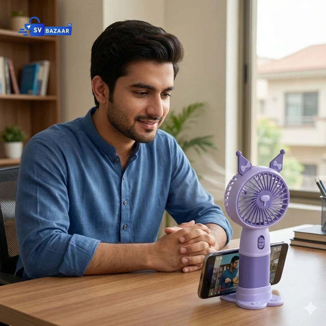Handheld Fan with Mobile Stand | Portable Rechargeable Personal Travel Mini Fan