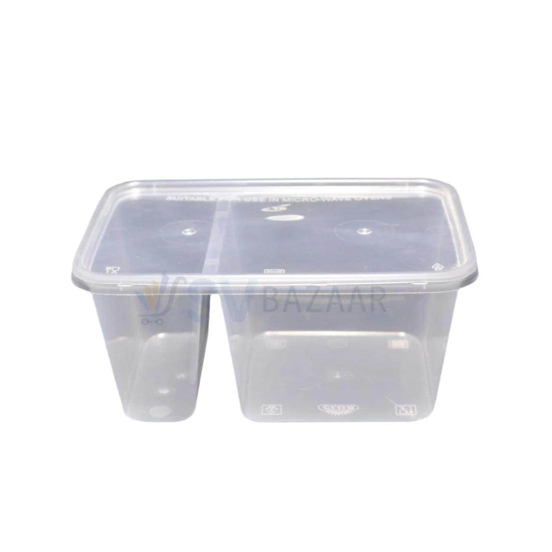 Compartment Food Containers - 2 Partition Box Pack of 50 - SV Bazaar