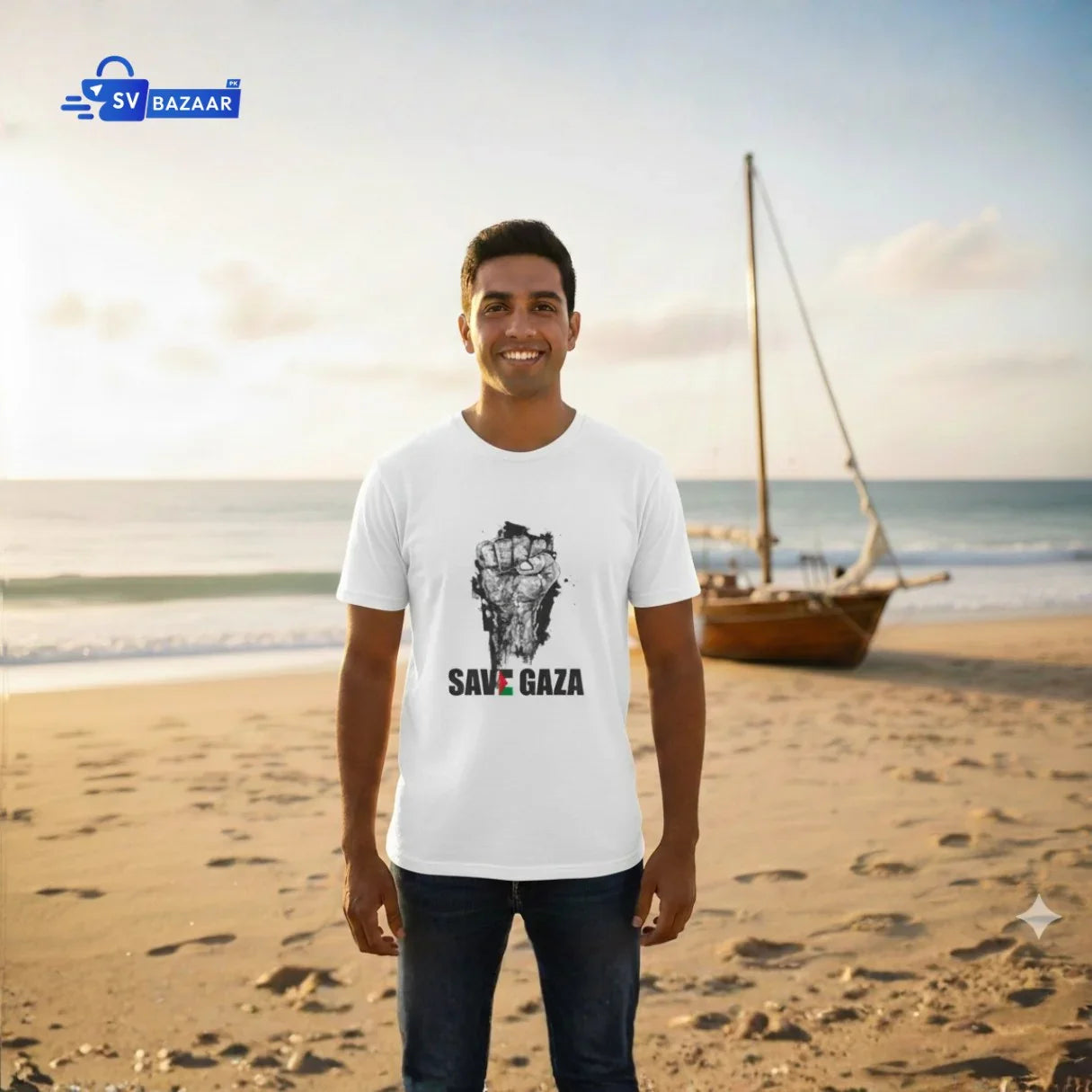 Save Gaza Resistance Fist T-Shirt - Unisex Printed T-Shirt for Solidarity Fashion