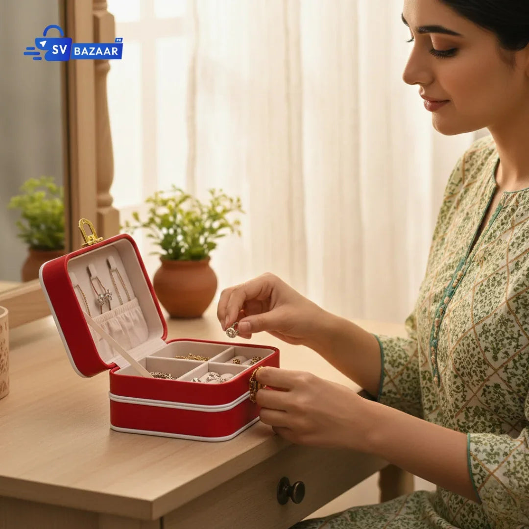 Jewelry Box - Luxury Portable Mini Organizer Box for Ladies Travel Jewelry Storage Case