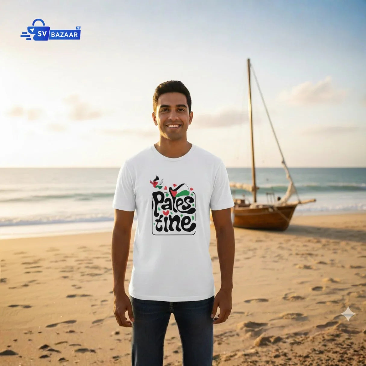 Palestine Artistic Typography T-Shirt | Unisex Cotton Fashion Tee - Unique Unity Design