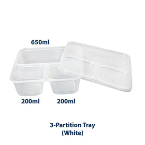 3 Partition Disposable Food Box With Lid - Pack of 10 - SV Bazaar