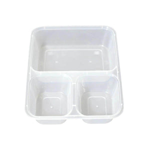 3 Partition Disposable Food Box With Lid - Pack of 10 - SV Bazaar