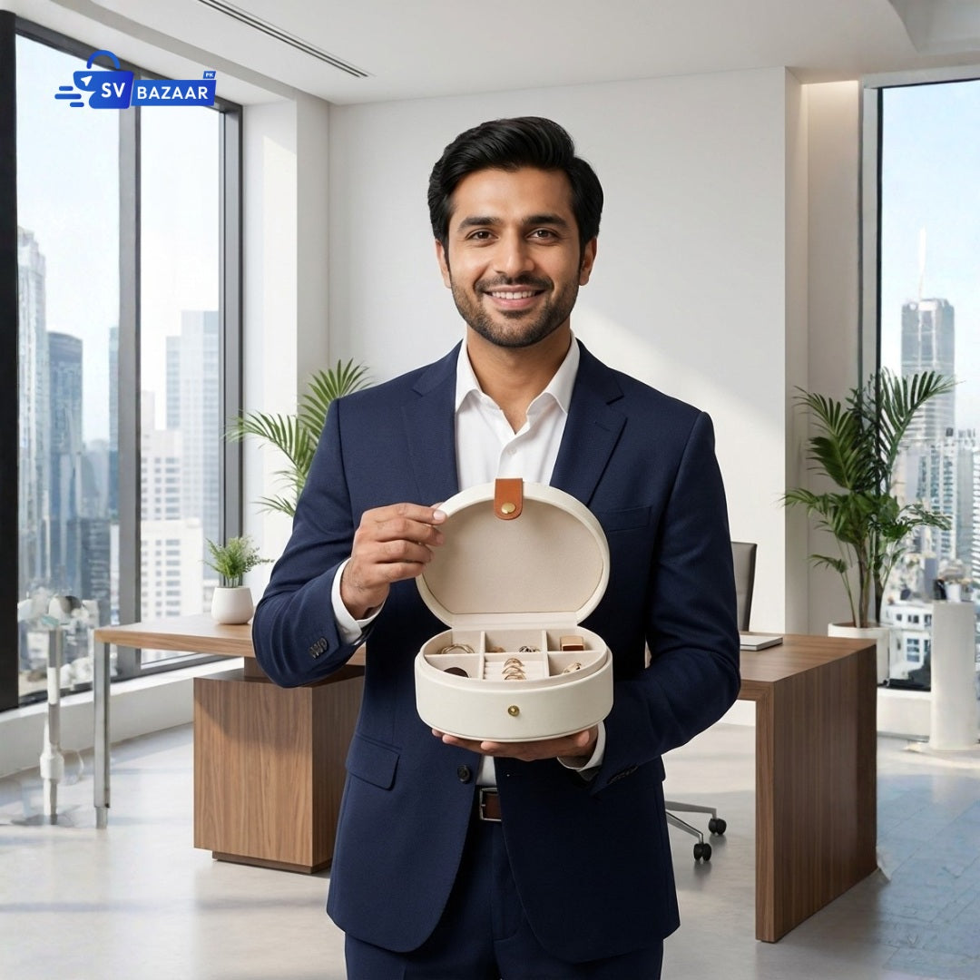 WHITE SEMICIRCULAR ORGANIZER GIFT BOX