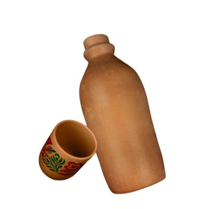 500ML Natural Clay Water Bottle with Free Clay Glass - SV Bazaar