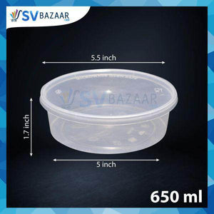 650 ML Round Disposable Food Storage Containers - SV Bazaar