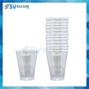 Disposable Plastic Cup 210ml (Transparent) - Pack of 100 - SV Bazaar