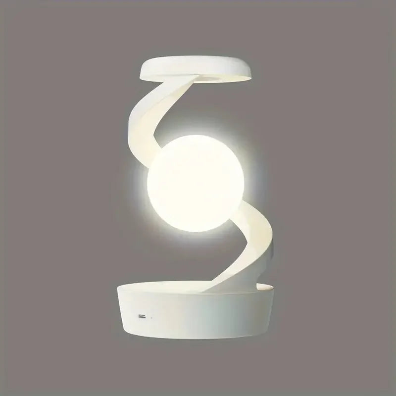 Rechargeable RGB Spiral Moon Lamp with Wireless Phone Charging – Floating Magnetic Light for Room & Desk Decor