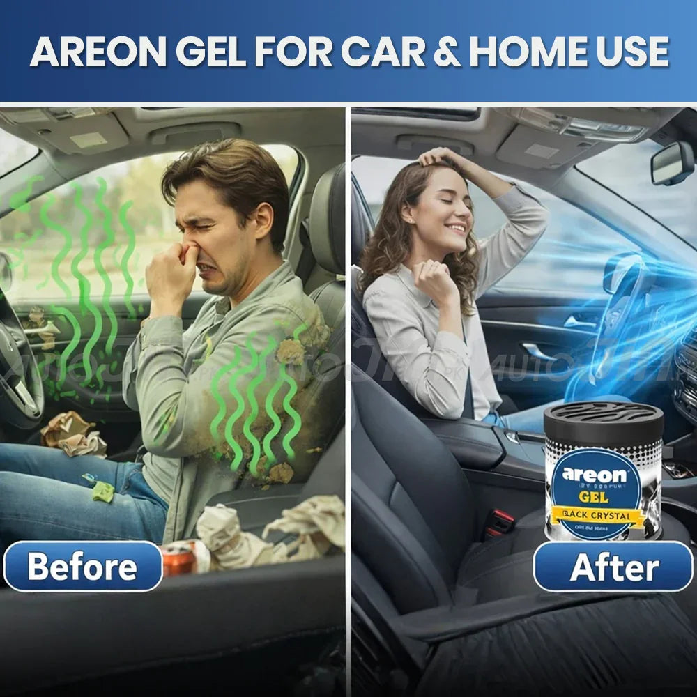 Car Air Freshener - Areon Black Crystal Gel Car Perfume Long Lasting Interior Fragrance