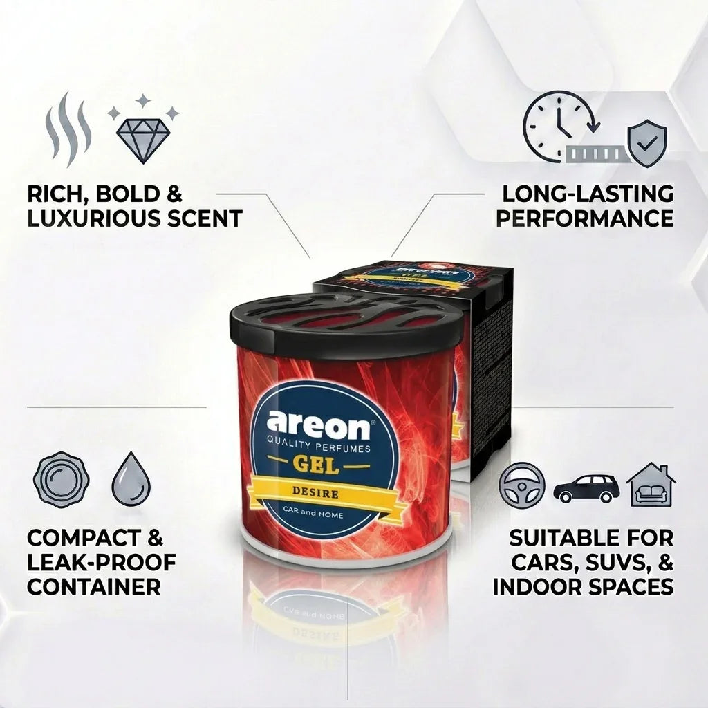 Car Air Freshener - Areon Desire Gel Car Perfume Long Lasting Interior Fragrance