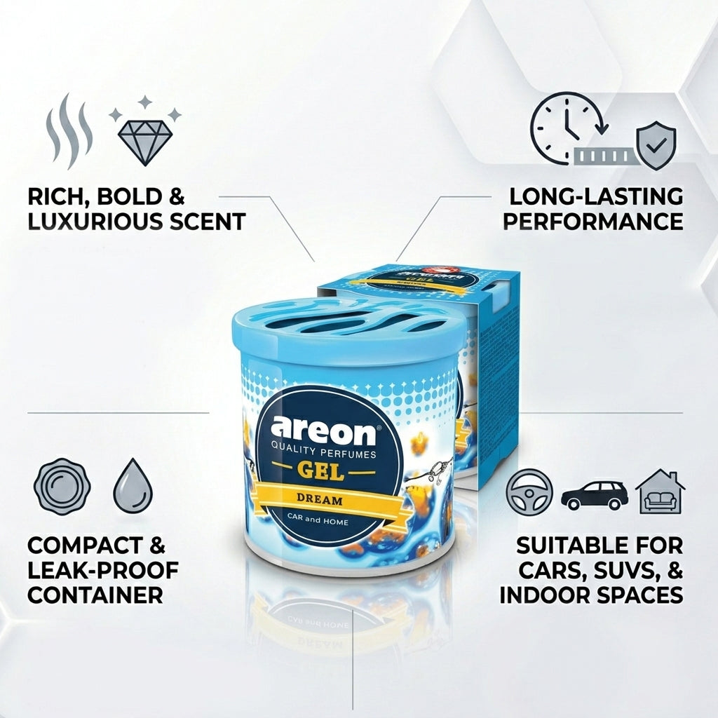 Car Air Freshener - Areon Dream Gel Car Perfume Long Lasting Interior Fragrance
