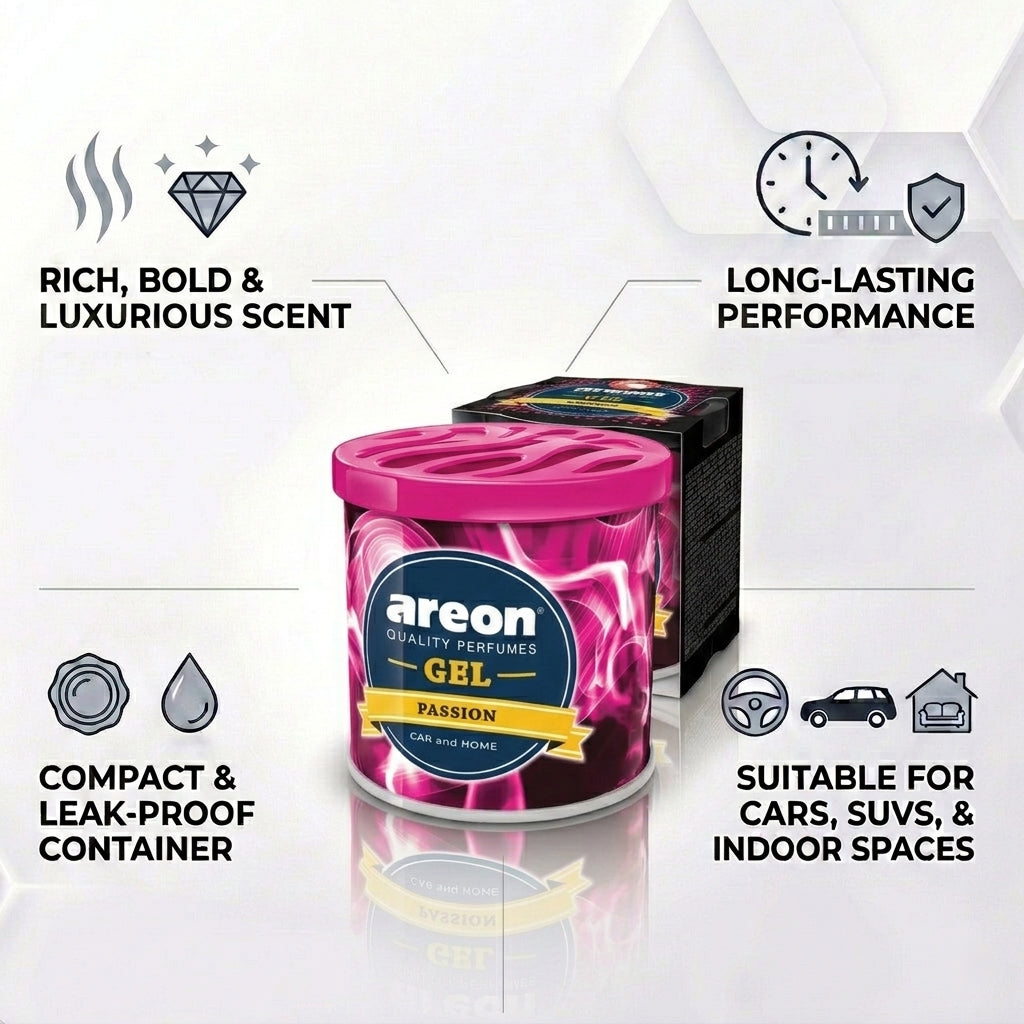 Car Air Freshener - Areon Passion Gel Car Perfume Long Lasting Interior Fragrance