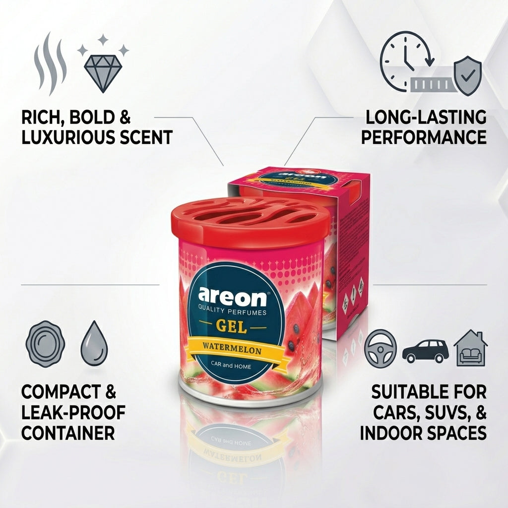 Car Air Freshener - Areon Watermelon Gel Car Perfume Long Lasting Interior Fragrance