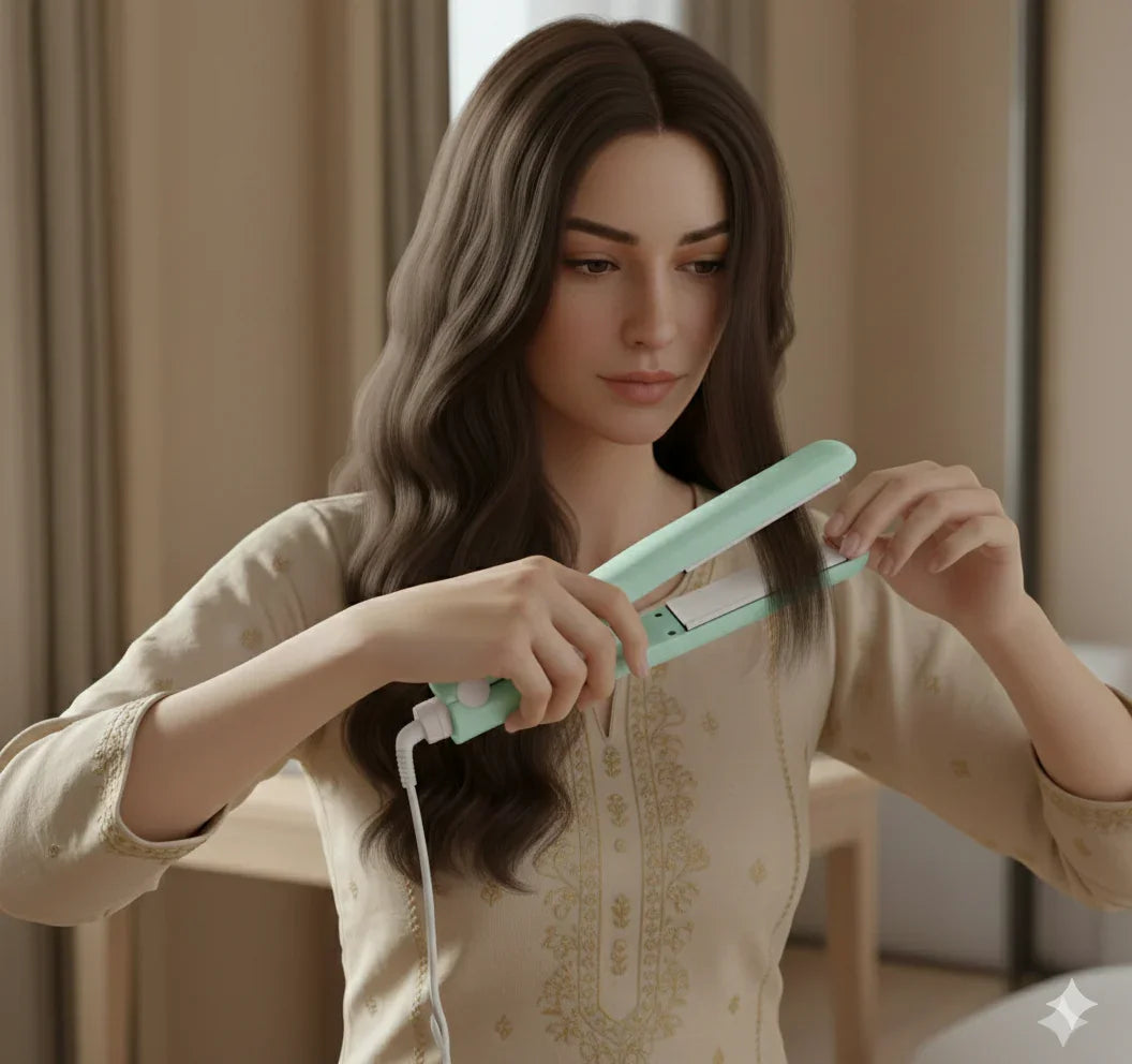 Mini Hair Straightener Portable - Electric Mini Straightener for Hair Quick Heat Up Travel Styling Tool