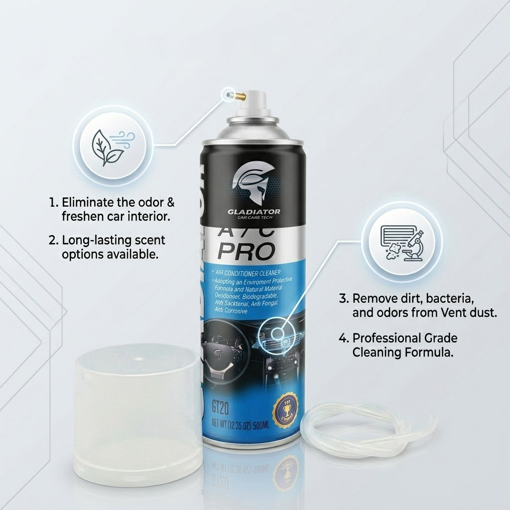 AC Cleaner Spray 500ML Gladiator Car Interior Vent Cleaner & Disinfectant Remover