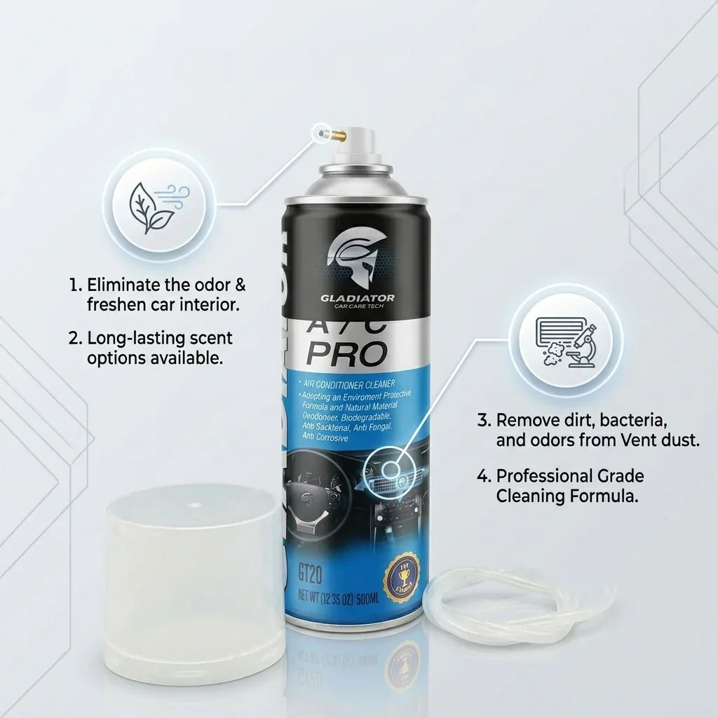 AC Cleaner Spray 500ML Gladiator Car Interior Vent Cleaner & Disinfectant Remover