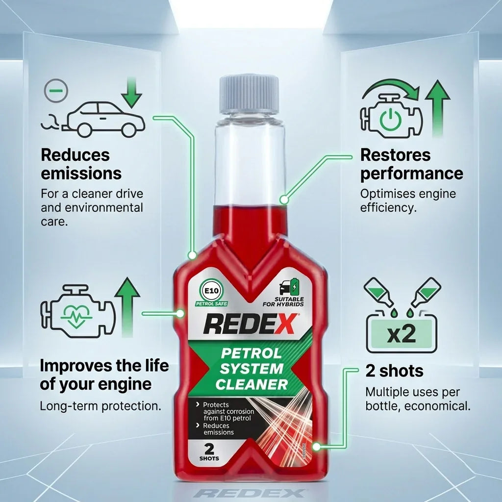 Redex Petrol System Cleaner 2 Shots - Fuel Injector Cleaner for Engine Performance, Petrol & Vehicle Fuel System Cleaning