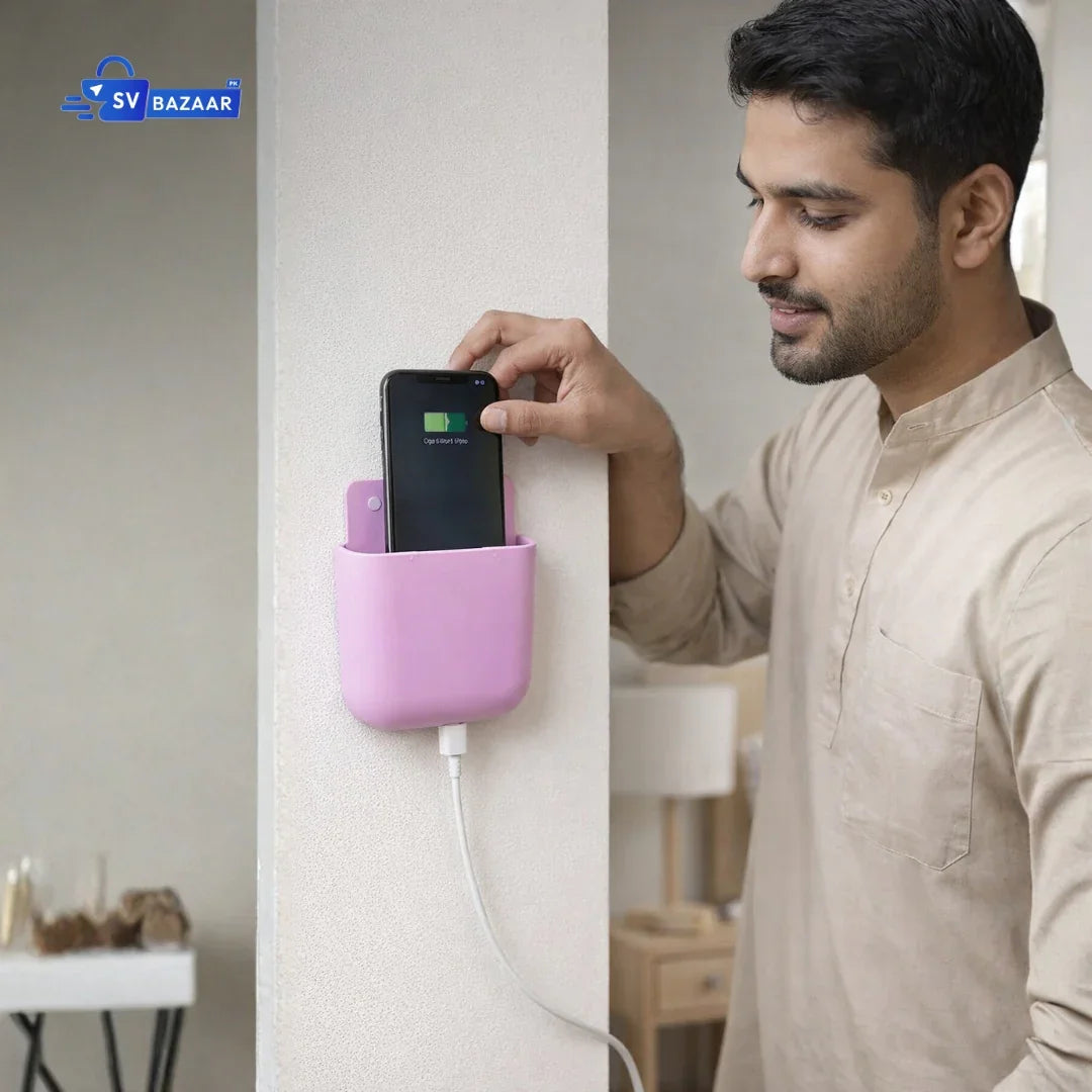 Mobile Holder - Wall Mounted Mobile Holder for Phone Charging, Durable Storage for Bedrooms & Home Use