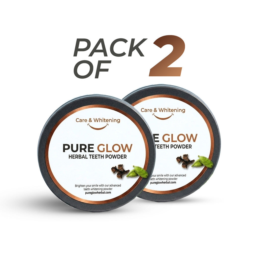 Pure Glow Herbal Pack of 2 - 100% Chemical-Free Natural Teeth Whitening Powder