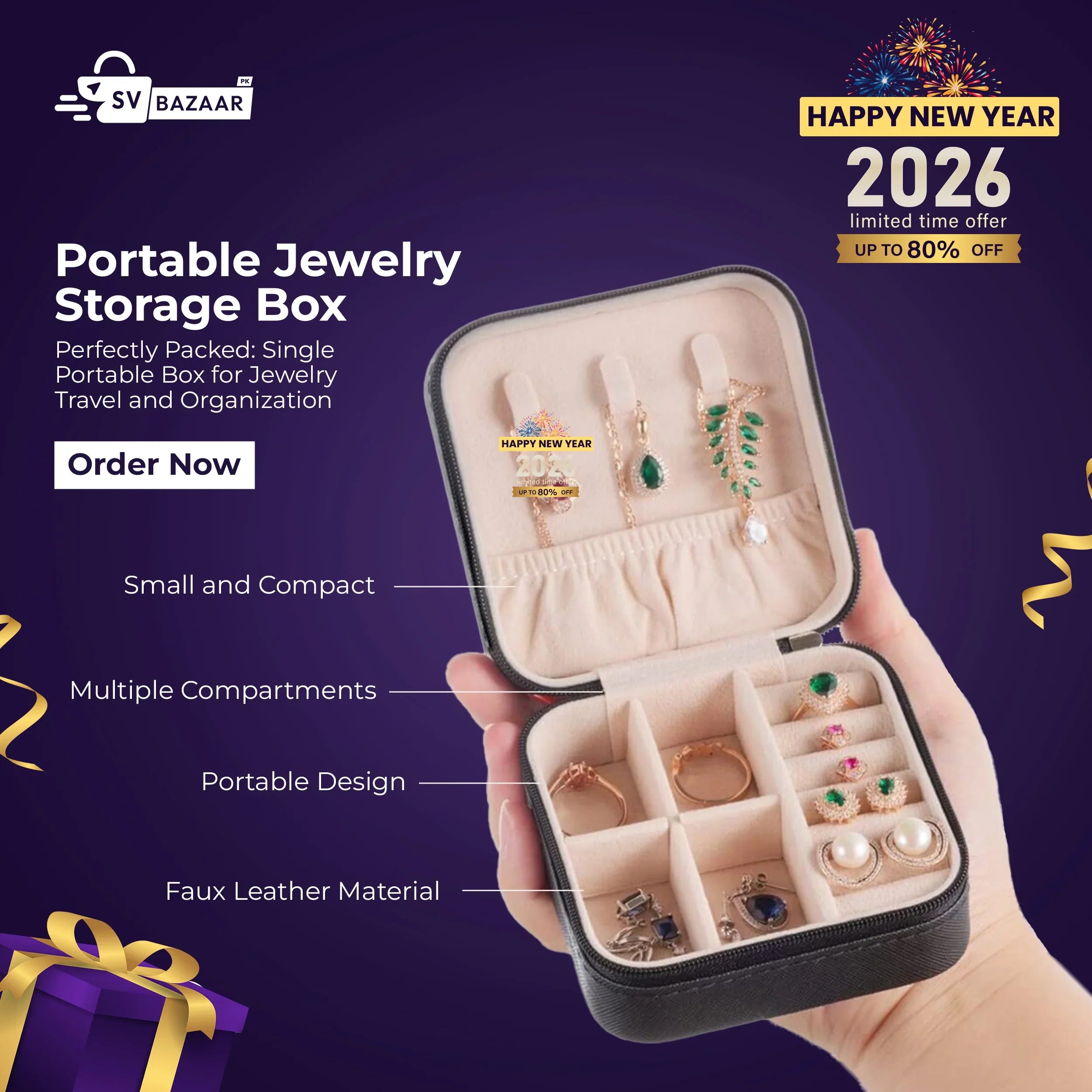 1pcs Portable Jewelry Storage Box Travel Storage Organizer Jewelry .