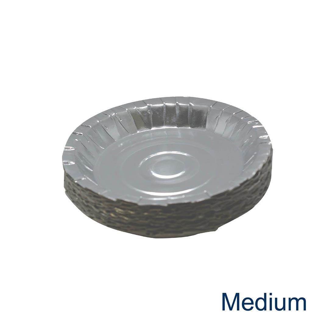Silver Paper Plates Aluminium Coated Medium - Pack of 50 - SV Bazaar