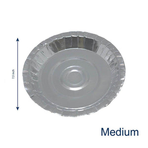 Silver Paper Plates Aluminium Coated Medium - Pack of 50 - SV Bazaar