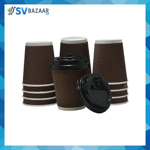 Coffee Cup with Lid 8 Oz - Pack of 50 - SV Bazaar