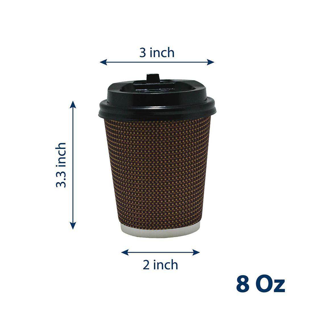 Coffee Cup with Lid 8 Oz - Pack of 50 - SV Bazaar