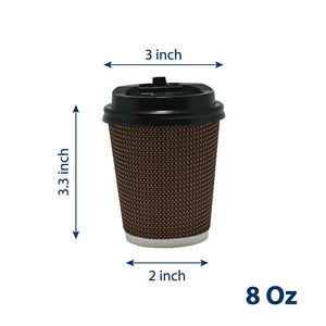 Coffee Cup with Lid 8 Oz - Pack of 50 - SV Bazaar