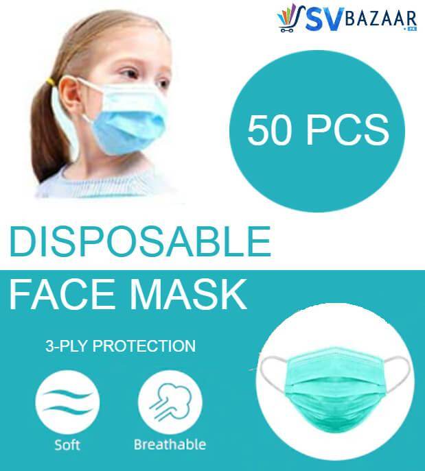 Kids Disposable Face Mask - 3-PLY Protection - 50 Pcs - SV Bazaar