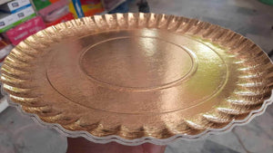 Disposable Golden Round Paper Plate - Pack of 5 - SV Bazaar