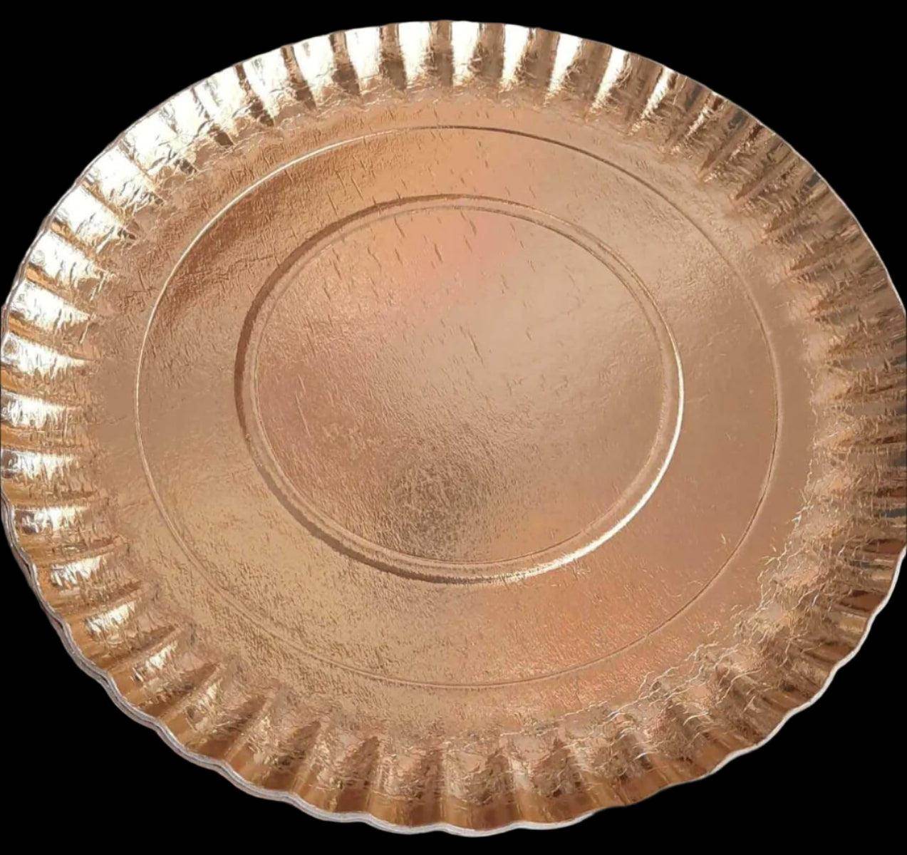 Disposable Golden Round Paper Plate - Pack of 5 - SV Bazaar