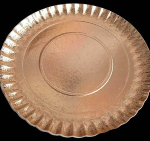 Disposable Golden Round Paper Plate - Pack of 5 - SV Bazaar