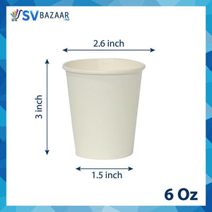 Disposable Paper Cup - 6 Oz Pack of 100 - SV Bazaar