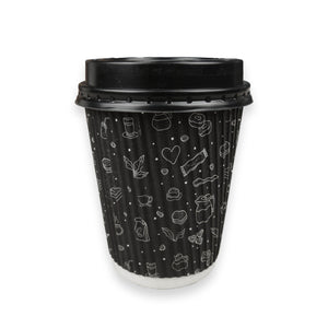 Disposable Ripple Cup With Lid - 8 Oz Pack of 50 - SV Bazaar