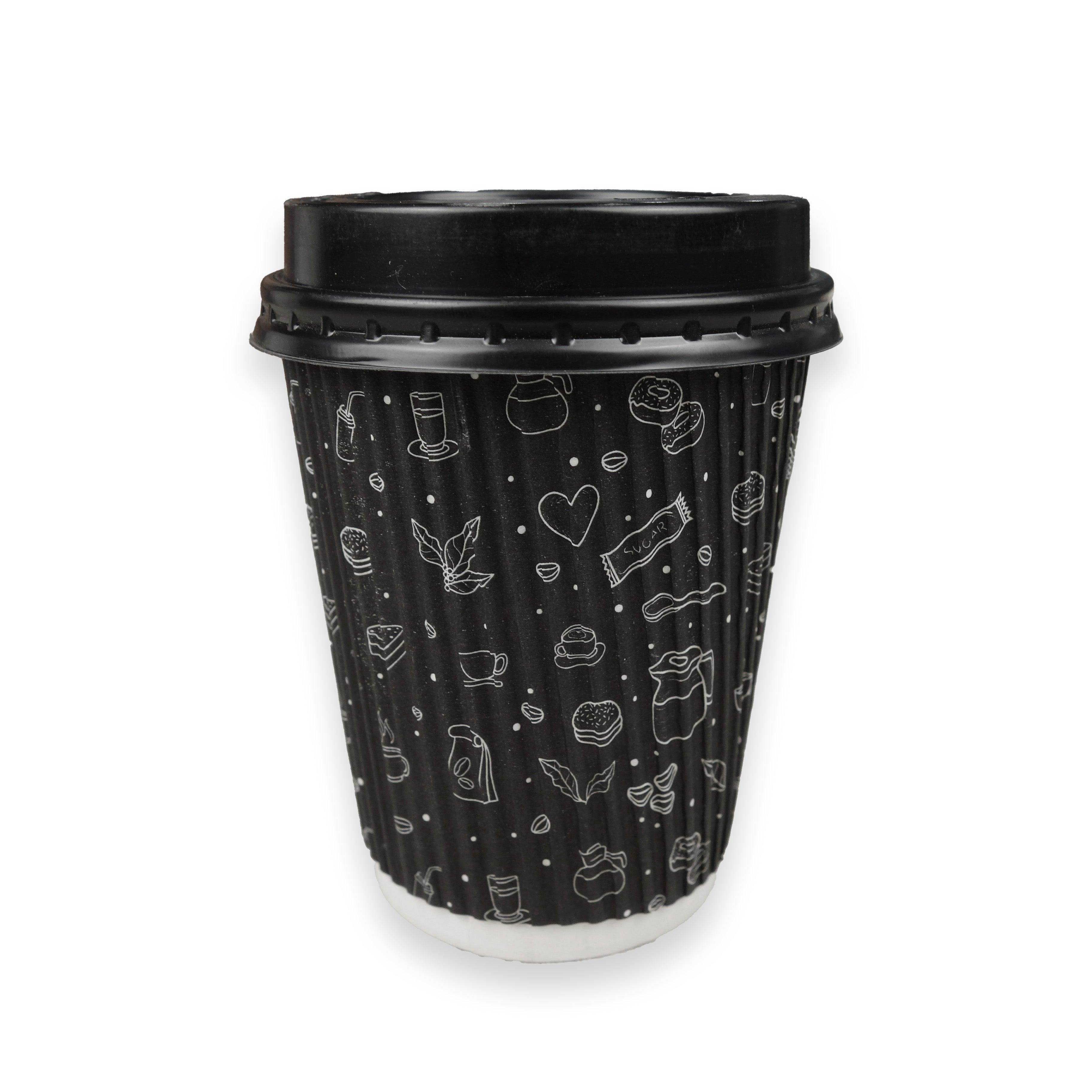 Disposable Ripple Cup With Lid - 8 Oz Pack of 50 - SV Bazaar