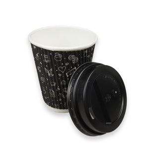 Disposable Ripple Cup With Lid - 8 Oz Pack of 50 - SV Bazaar