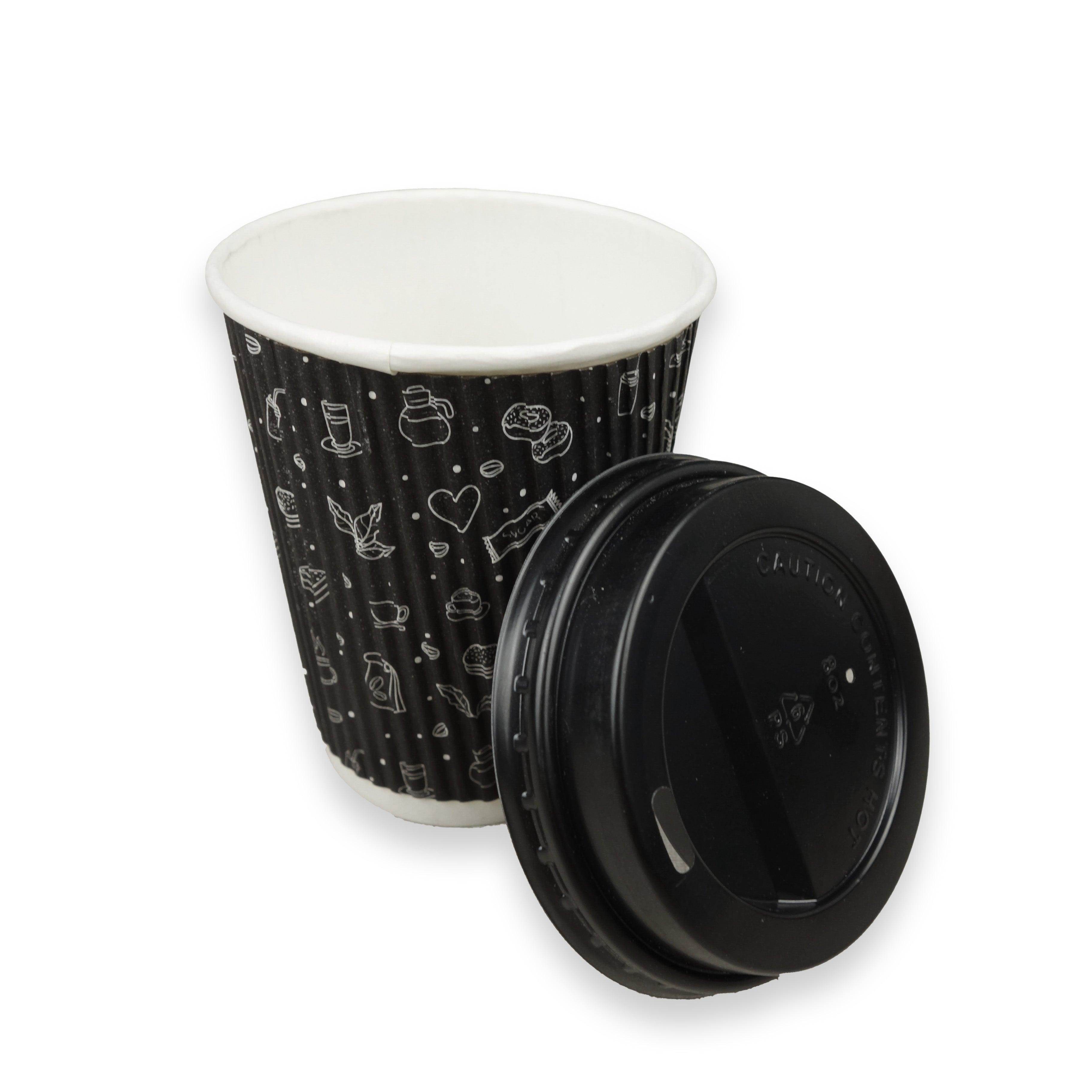 Disposable Ripple Cup With Lid - 8 Oz Pack of 50 - SV Bazaar