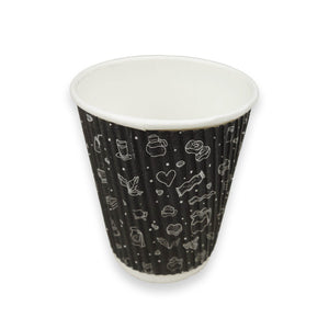 Disposable Ripple Cup With Lid - 8 Oz Pack of 50 - SV Bazaar